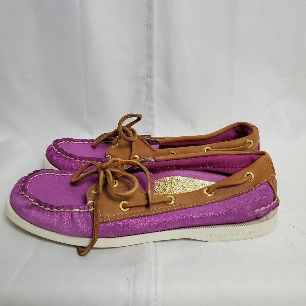 Sperry Purple Glitter Boat Shoes SZ 6.5